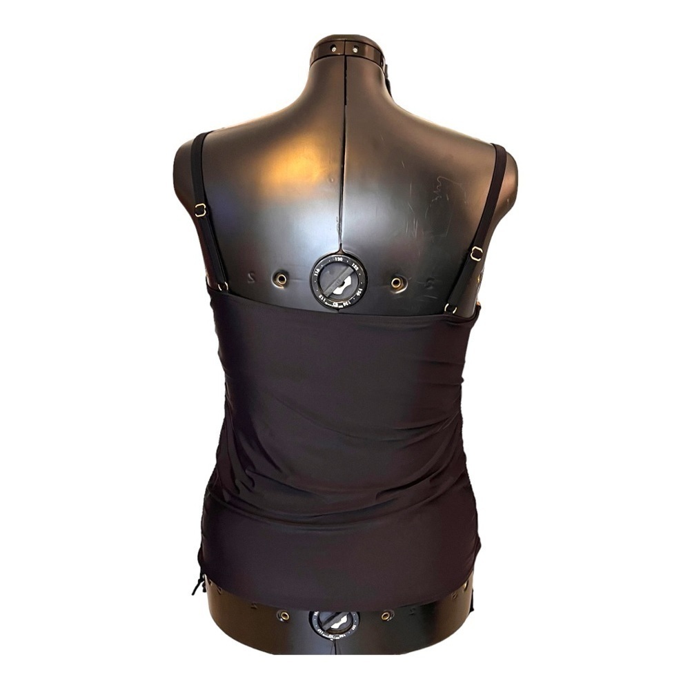 Simon Chang Two-Piece Tankini Swimsuit in Neutral Black, Tan & Gold - Picture 7 of 15